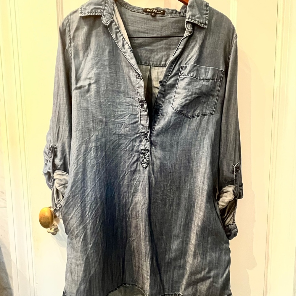 Velvet Heart Blue High Low Cuffed Sleeve Dress